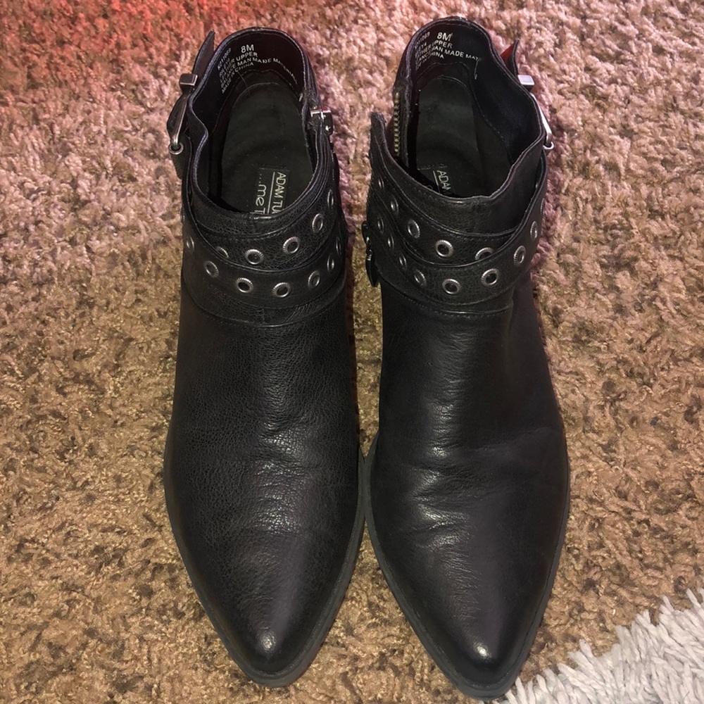 Adam Tucker Me Too black leather Riley 4 booties